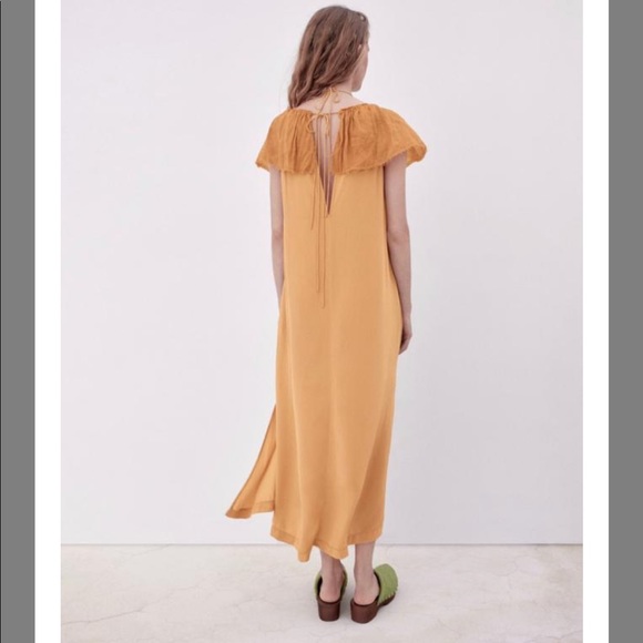 ZARA RUFFLED HALTER DRESS- LIMITED EDITION IN SALMON - Picture 6 of 7